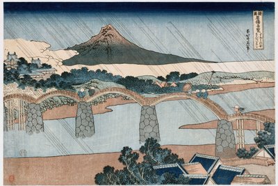 Ponte Kintai, província de Suo ", da série" Vistas maravilhosas de pontes famosas em todas as províncias " de Katsushika Hokusai