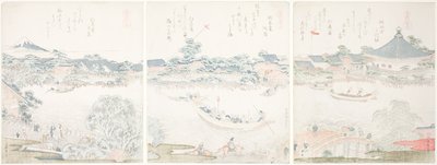 Komagata Hall e O-umaya River Bank, da série "A Selection of Horses (Uma zukushi)" de Katsushika Hokusai