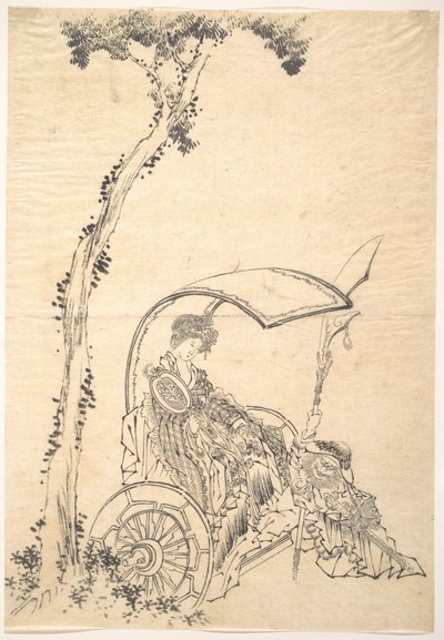 Senhora numa carruagem de Katsushika Hokusai