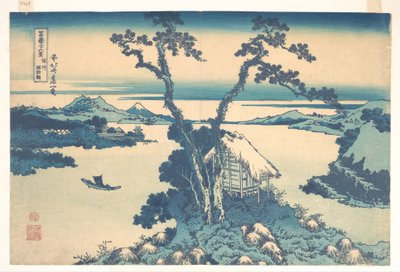 Lago Suwa, na província de Shinano (Shinshū Suwako), da série «Trinta e seis vistas do Monte Fuji» (Fugaku sanjūrokkei) de Katsushika Hokusai