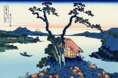 Lago Suwa, na província de Shinano, c.1830 (impressão em bloco de madeira) de Katsushika Hokusai
