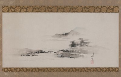 Paisagem, período Edo, c.1801-02 (tinta e cor no papel montado como pergaminho) de Katsushika Hokusai