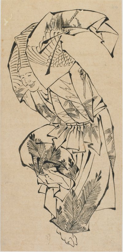 Dançarino masculino, Manzai, final do século 18 e início do século 19. de Katsushika Hokusai