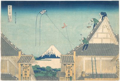 Loja Mitsui em Surugachō, em Edo (Edo Surugachō Mitsui mise ryaku zu), da série «Trinta e seis vistas do Monte Fuji» (Fugaku sanjūrokkei) de Katsushika Hokusai