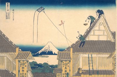 Diagrama esquemático da loja Mitsui Shop no membro Gachō Edo Edo Gachō Mitsui, do leilão. .. .. , mosquito. 1830-32. de Katsushika Hokusai