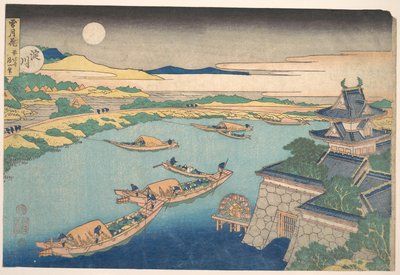 Luar no rio Yodo (Yodogawa), da série «Neve, Lua e Flores» (Setsugekka) de Katsushika Hokusai