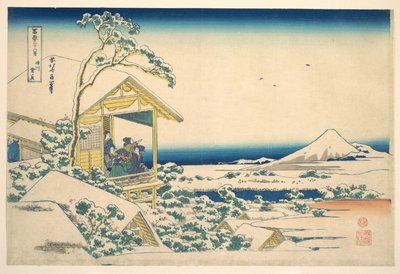 A manhã seguinte à neve em Koishikawa, em Edo (Koishikawa yuki no ashita), da série «Trinta e seis vistas do Monte Fuji» (Fugaku sanjūrokkei) de Katsushika Hokusai