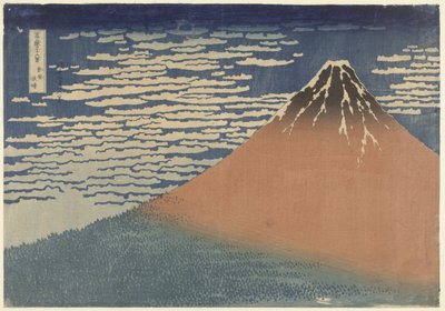 Monte Fuji em tempo claro (também conhecido como Fuji Vermelho), c.1830 (impressão em xilogravura) de Katsushika Hokusai