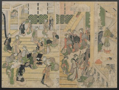 Dia de Ano Novo no Ogiya Seiro, ca. 1804. de Katsushika Hokusai