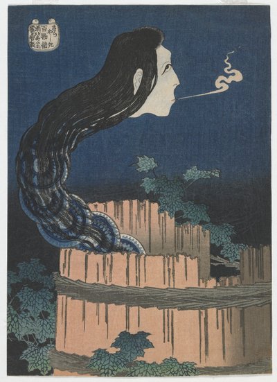 Cem contos de fantasmas: Sarayashiki, período Edo, 1831-32 (impressão em xilogravura a cores) de Katsushika Hokusai