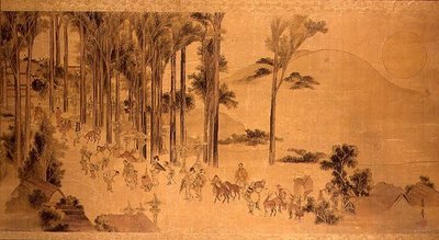 Peregrinos no Santuário de Kasuga (pintura sobre seda) de Katsushika Hokusai