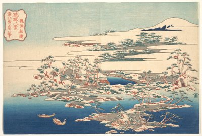 Pinheiros e Ondas em Ryūtō (Ryūtō shōtō), da série «Oito Vistas das Ilhas Ryūkyū» (Ryūkyū hakkei) de Katsushika Hokusai