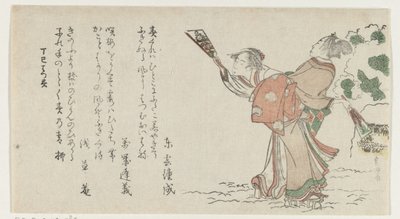 Plucker jogando homem e mulher de Katsushika Hokusai