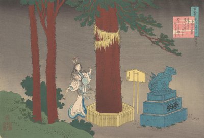 Poema de Chunagon Atsutada Fujiwara no Asatada, da série Cem Poemas Explicam..., 1921. de Katsushika Hokusai