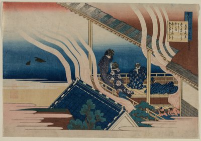 Poema de Fujiwara no Yoshitaka, da série Cem Poemas por Cem ..., 1835-36. de Katsushika Hokusai