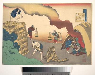 Poema de Gon-Chūnagon Sadaie, da série «Cem Poemas Explicados pela Amamentadora» (Hyakunin isshu uba ga etoki) de Katsushika Hokusai