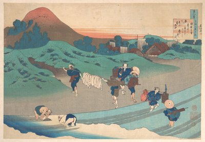 Poema da Imperatriz Jitō, da série «Cem Poemas Explicados pela Amamentadora» (Hyakunin isshu uba ga etoki) de Katsushika Hokusai
