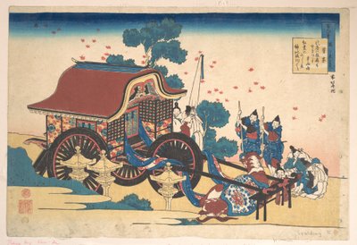 Poema de Kanke (Sugawara Michizane), da série «Cem Poemas Explicados pela Ama» (Hyakunin isshu uba ga etoki) de Katsushika Hokusai
