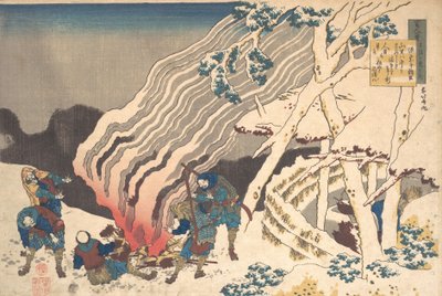 Poema de Minamoto no Muneyuki Ason, da série Cem poemas explicados pelas enfermeiras..., 1839. de Katsushika Hokusai