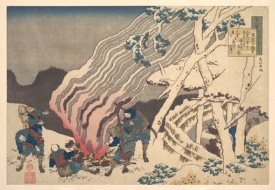 Poema de Minamoto no Muneyuki Ason, da série «Cem Poemas Explicados pela Ama» (Hyakunin isshu uba ga etoki) de Katsushika Hokusai