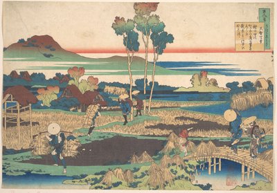 Poema de Tenchi Tennō, da série «Cem Poemas Explicados pela Enfermeira» (Hyakunin isshu uba ga etoki) de Katsushika Hokusai
