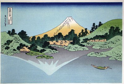 Reflexo na superfície da água, Misaka, província de Kai da série Trinta e Seis vistas do Monte Fuji, 1830-1833 de Katsushika Hokusai