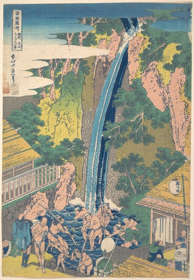 Cascata de Rōben em Ōyama, na província de Sagami (Sōshū Ōyama Rōben no taki), da série «Um percurso pelas cascatas de várias províncias» (Shokoku taki meguri) de Katsushika Hokusai