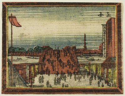 Ponte Ryogoku, da série Dutch-style Pictures: Eight Views of Edo (Oranda gakyo Edo hakkei) de Katsushika Hokusai