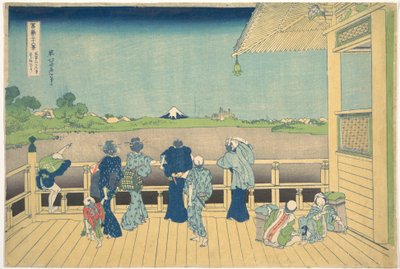 Salão Sazai no Templo dos Quinhentos Arhats (Gohyaku Rakanji Sazaidō), da série «Trinta e seis vistas do Monte Fuji» (Fugaku sanjūrokkei) de Katsushika Hokusai