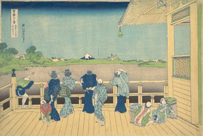 Sazai Hall no Templo dos Quinhentos Arhats Gohyaku Rakanji Sazaido, de..., ca. 1830-32. de Katsushika Hokusai