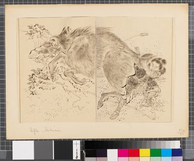 Cenas da guerra entre o Japão e a Coreia, finais do século XVIII e primeira metade do século XIX (tinta e aguada sobre papel) de Katsushika Hokusai