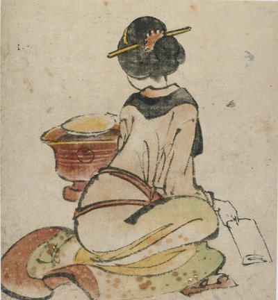 Figura sentada de uma mulher, final do século XVIII e início do século XIX. de Katsushika Hokusai
