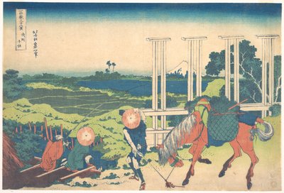 Senju, na província de Musashi (Bushū Senju), da série «Trinta e seis vistas do Monte Fuji» (Fugaku sanjūrokkei) de Katsushika Hokusai