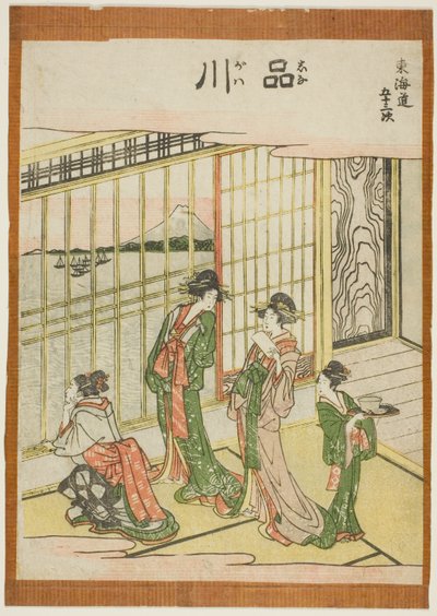 Shinagawa, da série "Fifty-three S tachi sound s of te city degree (urban grade main mountain next)" de Katsushika Hokusai