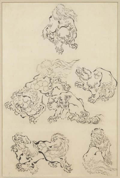 Seis Leões de Katsushika Hokusai