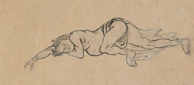 Homem Adormecido, final do século 18 e início do século 19. de Katsushika Hokusai