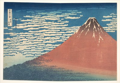 Vento do Sul, Céu Limpo (Gaifū kaisei), também conhecido como «Fuji Vermelho», da série «Trinta e seis vistas do Monte Fuji» (Fugaku sanjūrokkei) de Katsushika Hokusai
