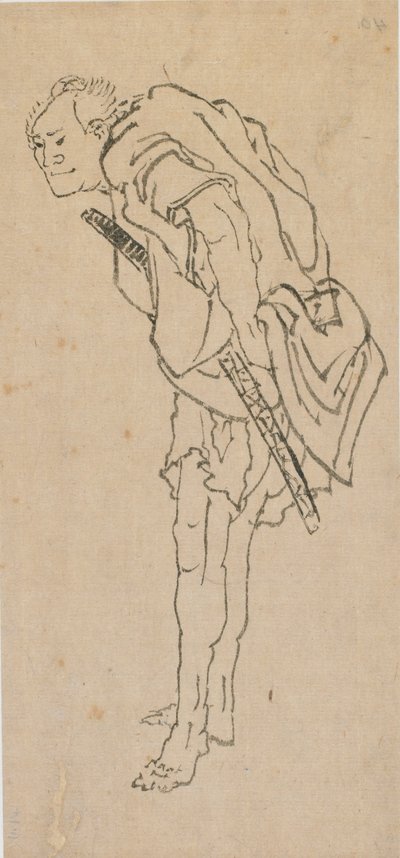 Homem em pé, final do século XVIII e início do século XIX. de Katsushika Hokusai