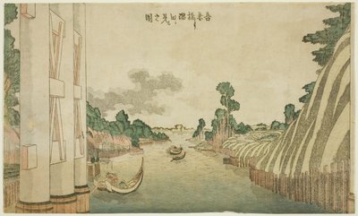 Rio Sumida visto da Ponte Azuma (Azumabashi yori Sumida wo miru no zu), de um grupo de paisagens de estilo ocidental de Katsushika Hokusai