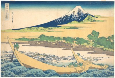 Baía de Tago, perto de Ejiri, na Tōkaidō (Tōkaidō Ejiri Tago no ura ryaku zu), da série «Trinta e seis vistas do Monte Fuji» (Fugaku sanjūrokkei) de Katsushika Hokusai