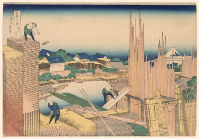 Reverendo Tachikawa em Honjo (Honjo Tachikawa), da série ”Mr. Tyrty x Views of Momo Unt Fuji (Fugaku Kasaju Rokukatsu)” de Katsushika Hokusai