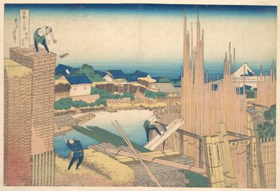 Tatekawa em Honjō (Honjō Tatekawa), da série «Trinta e seis vistas do Monte Fuji» (Fugaku sanjūrokkei) de Katsushika Hokusai