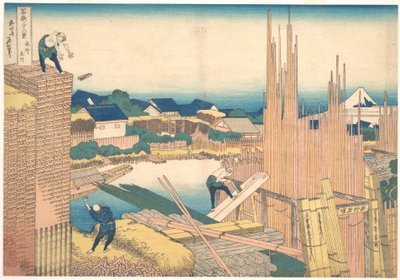Tatekawa em Honjō (Honjō Tatekawa), da série «Trinta e seis vistas do Monte Fuji» (Fugaku sanjūrokkei) de Katsushika Hokusai