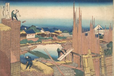 Tatekawa in Honjo Honjo Tatekawa, from the series Thirty-six Views of Mount Fuji ..., ca. 1830-32. de Katsushika Hokusai