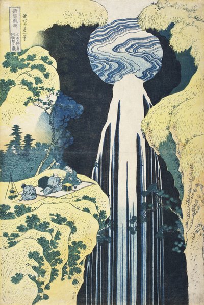 As Cataratas de Amida, nos confins da Estrada de Kisokaidō de Katsushika Hokusai