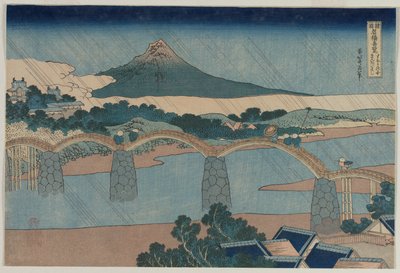 A ponte de brocado na província de Suo (da série Curious Views of Famous Bridges in the Provinces) de Katsushika Hokusai