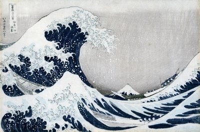 A Grande Onda de Kanagawa, da série &39;36 Vistas do Monte. Fuji &39;(&39; Fugaku sanjuokkei &39;) (impressão em xilogravura a cores) de Katsushika Hokusai