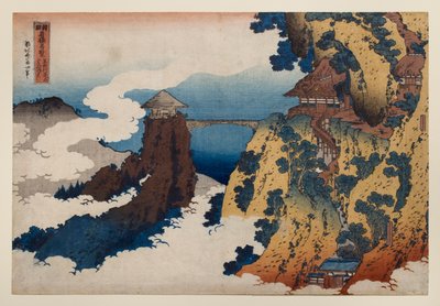 A Ponte da Nuvem Suspensa no Monte Gyōdō, perto de Ashikaga, da série «Vistas Notáveis de Pontes em Várias Províncias» de Katsushika Hokusai