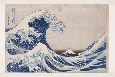 The Hollow of the Deep Sea Wave off Kanagawa (Kanagawa-oki nami ura) (impressão em bloco de madeira colorida) de Katsushika Hokusai