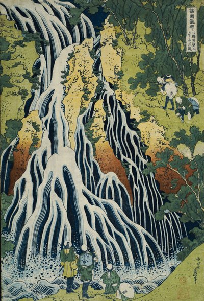 A Cachoeira Kirifuri no Monte. Kurokami na província de Shimotsuke, da série "Uma viagem às cachoeiras de todas as províncias" de Katsushika Hokusai